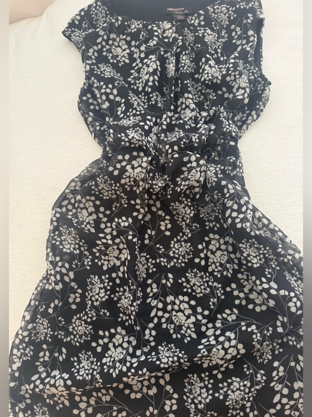 Black and White Floral Sleeveless Women’s Party Dress